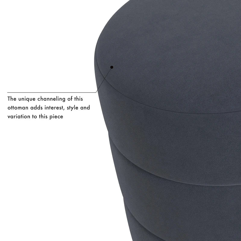 Ottoman rond – Similicuir caramel / Bouclé crème et blanc, Une place
