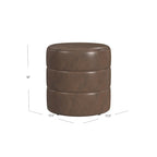 Ottoman rond – Similicuir caramel / Bouclé crème et blanc, Une place