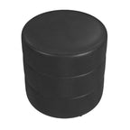 Ottoman rond – Similicuir caramel / Bouclé crème et blanc, Une place