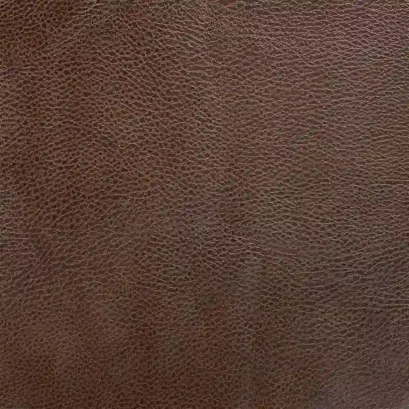 Ottoman rond – Similicuir caramel / Bouclé crème et blanc, Une place
