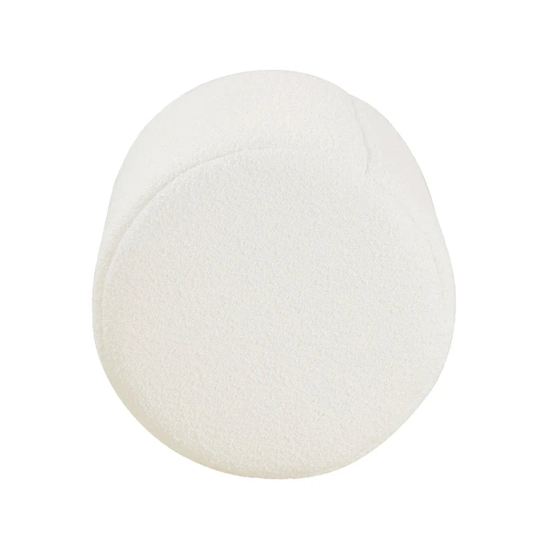 Ottoman rond – Similicuir caramel / Bouclé crème et blanc, Une place