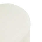 Ottoman rond – Similicuir caramel / Bouclé crème et blanc, Une place