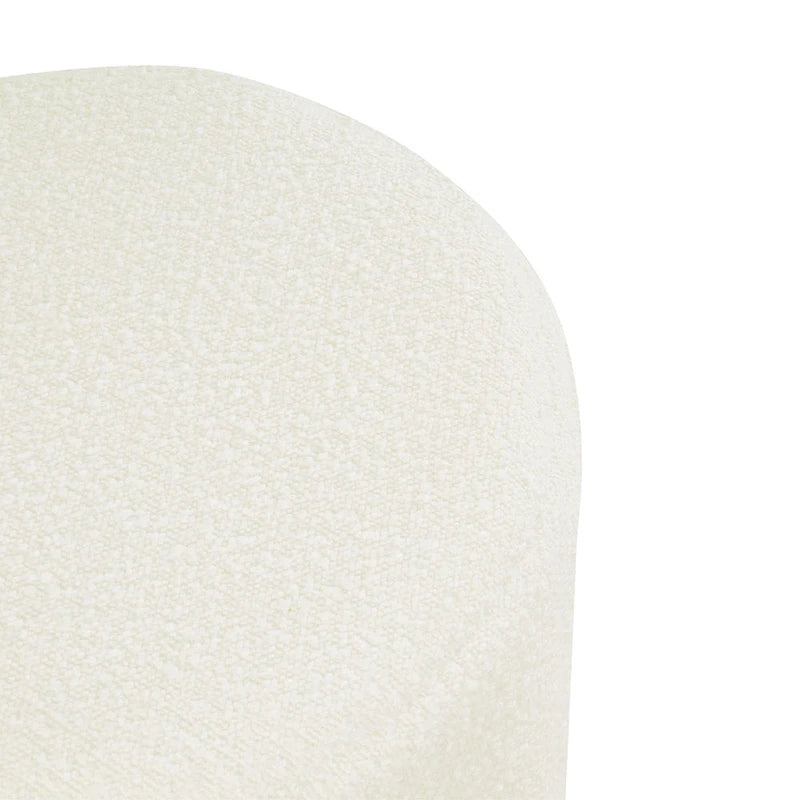 Ottoman rond – Similicuir caramel / Bouclé crème et blanc, Une place