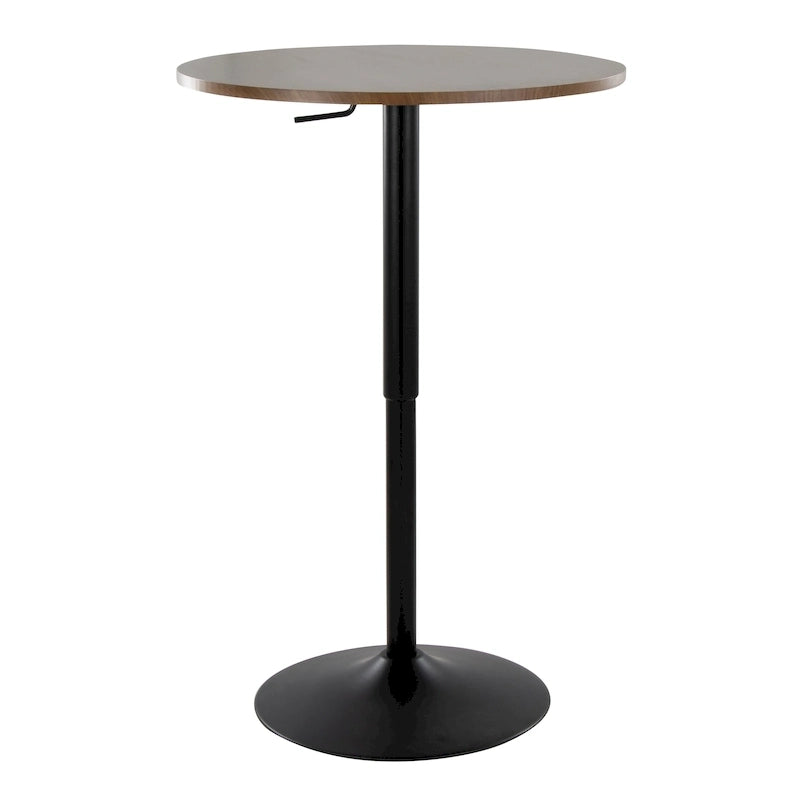 Table de bar réglable, plateau noir/blanc/marron/noyer, piètement chromé/noir, 2 places