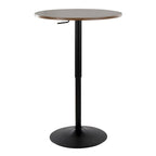 Table de bar réglable, plateau noir/blanc/marron/noyer, piètement chromé/noir, 2 places