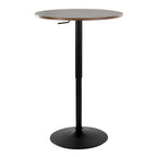 Table de bar réglable, plateau noir/blanc/marron/noyer, piètement chromé/noir, 2 places