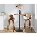 Table de bar réglable, plateau noir/blanc/marron/noyer, piètement chromé/noir, 2 places