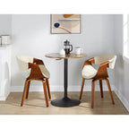 Table de bar réglable, plateau noir/blanc/marron/noyer, piètement chromé/noir, 2 places