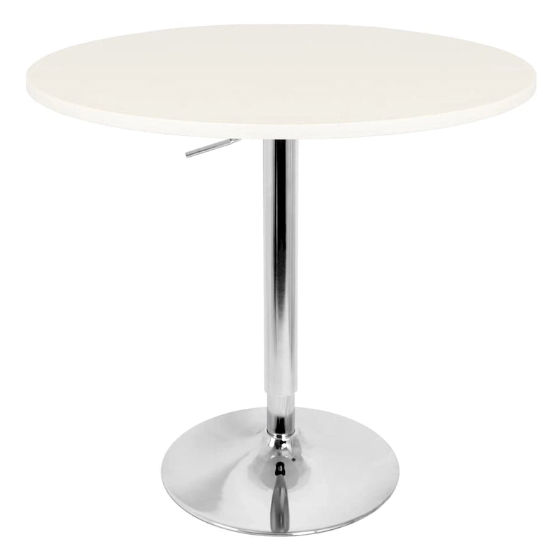 Table de bar réglable, plateau noir/blanc/marron/noyer, piètement chromé/noir, 2 places