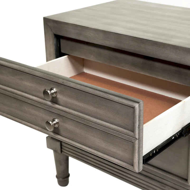 Table de chevet Sultry Grey à 3 tiroirs en bois massif