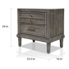 Table de chevet Sultry Grey à 3 tiroirs en bois massif