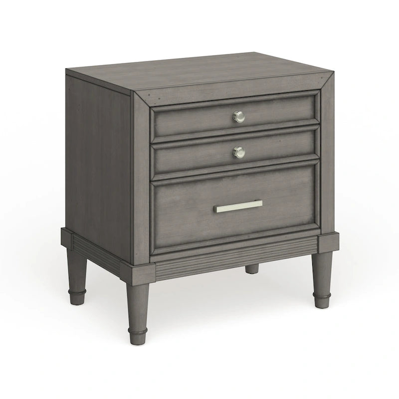 Table de chevet Sultry Grey à 3 tiroirs en bois massif