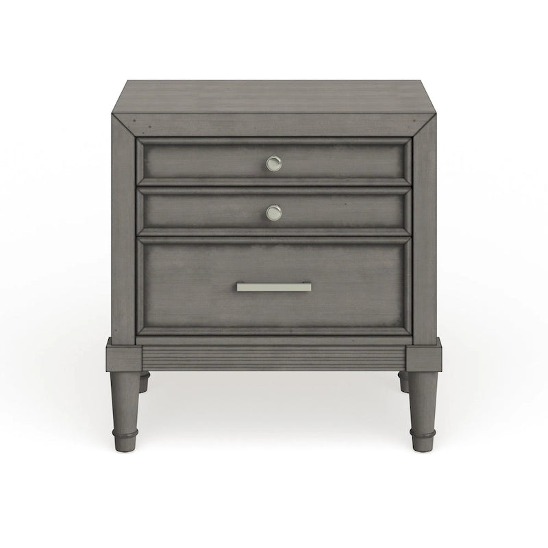 Table de chevet Sultry Grey à 3 tiroirs en bois massif