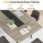 Table de conférence en forme de bateau, 1,8 m, 6-8 personnes, Grain de bois clair / Gris / Blanc