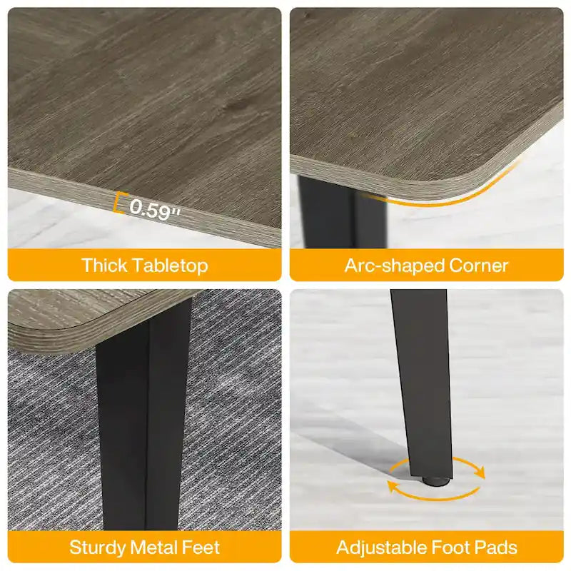 Table de conférence en forme de bateau, 1,8 m, 6-8 personnes, Grain de bois clair / Gris / Blanc