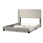 Lit rembourré à dossier haut capitonné beige – Lit simple / Grand lit double / Très grand lit double