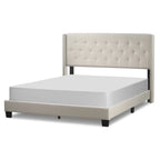 Lit rembourré à dossier haut capitonné beige – Lit simple / Grand lit double / Très grand lit double