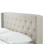 Lit rembourré à dossier haut capitonné beige – Lit simple / Grand lit double / Très grand lit double