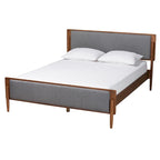 Lit plateforme moderne du milieu du siècle Noyer Gris & Frêne – Grand lit/Très grand lit