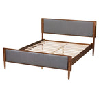 Lit plateforme moderne du milieu du siècle Noyer Gris & Frêne – Grand lit/Très grand lit