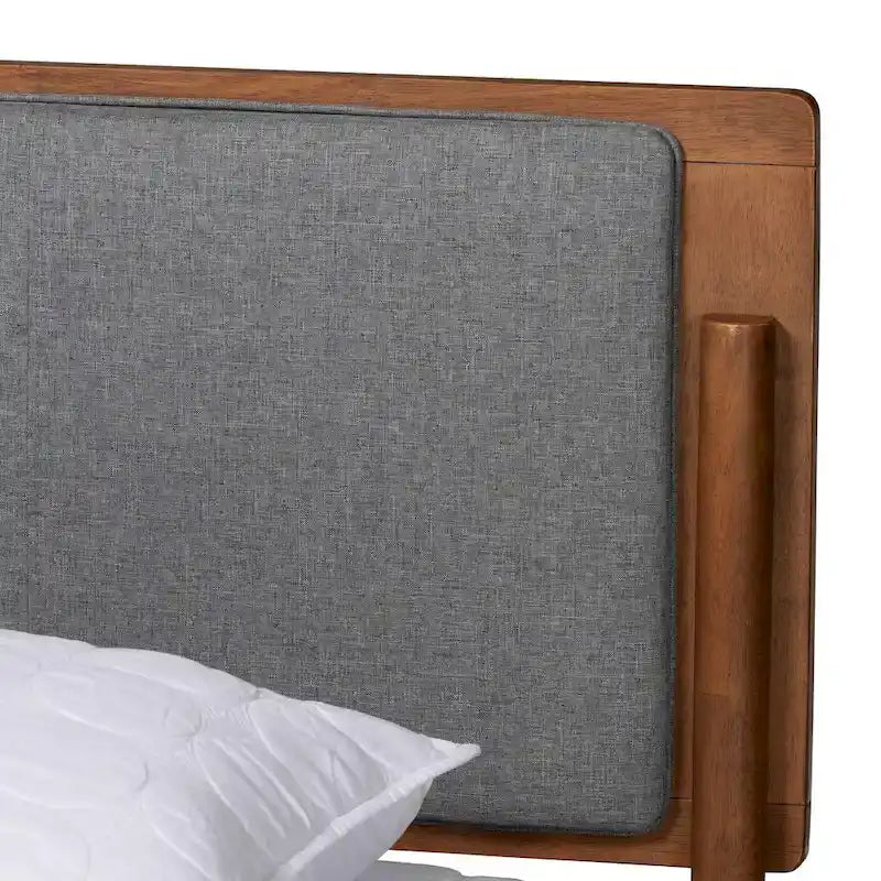 Lit plateforme moderne du milieu du siècle Noyer Gris & Frêne – Grand lit/Très grand lit
