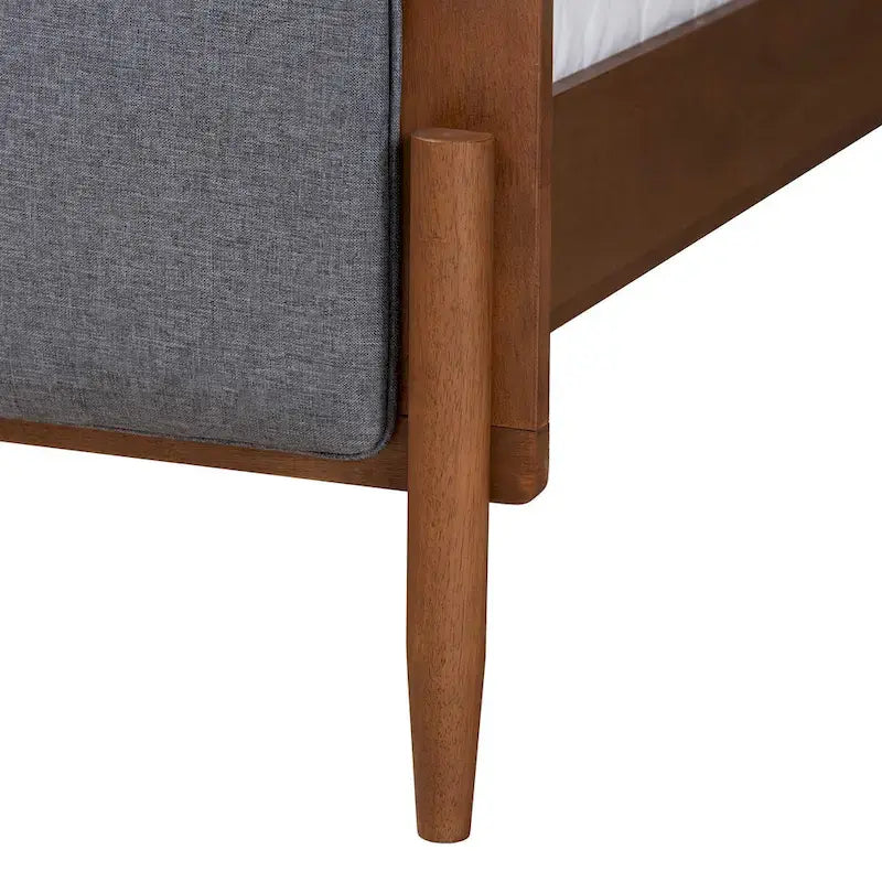 Lit plateforme moderne du milieu du siècle Noyer Gris & Frêne – Grand lit/Très grand lit