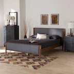 Lit plateforme moderne du milieu du siècle Noyer Gris & Frêne – Grand lit/Très grand lit