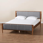 Lit plateforme moderne du milieu du siècle Noyer Gris & Frêne – Grand lit/Très grand lit