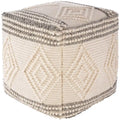 Pouf cube bohème tissé à la main anthracite/blanc – 1 personne