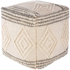 Pouf cube bohème tissé à la main anthracite/blanc – 1 personne