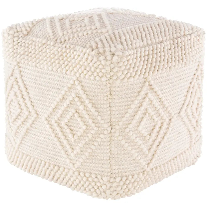 Pouf cube bohème tissé à la main anthracite/blanc – 1 personne