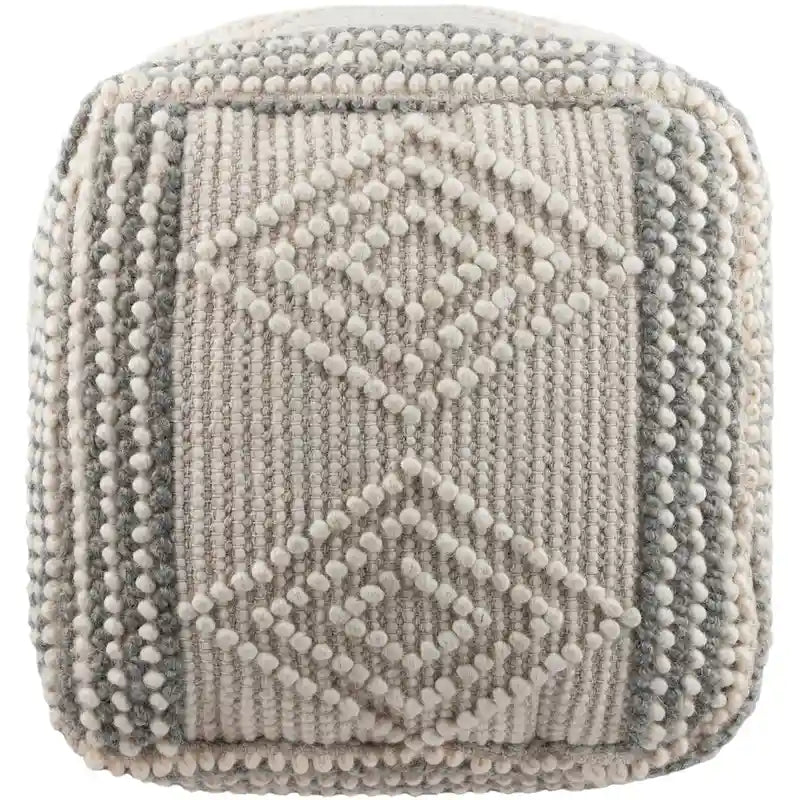 Pouf cube bohème tissé à la main anthracite/blanc – 1 personne