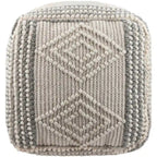 Pouf cube bohème tissé à la main anthracite/blanc – 1 personne