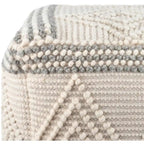 Pouf cube bohème tissé à la main anthracite/blanc – 1 personne