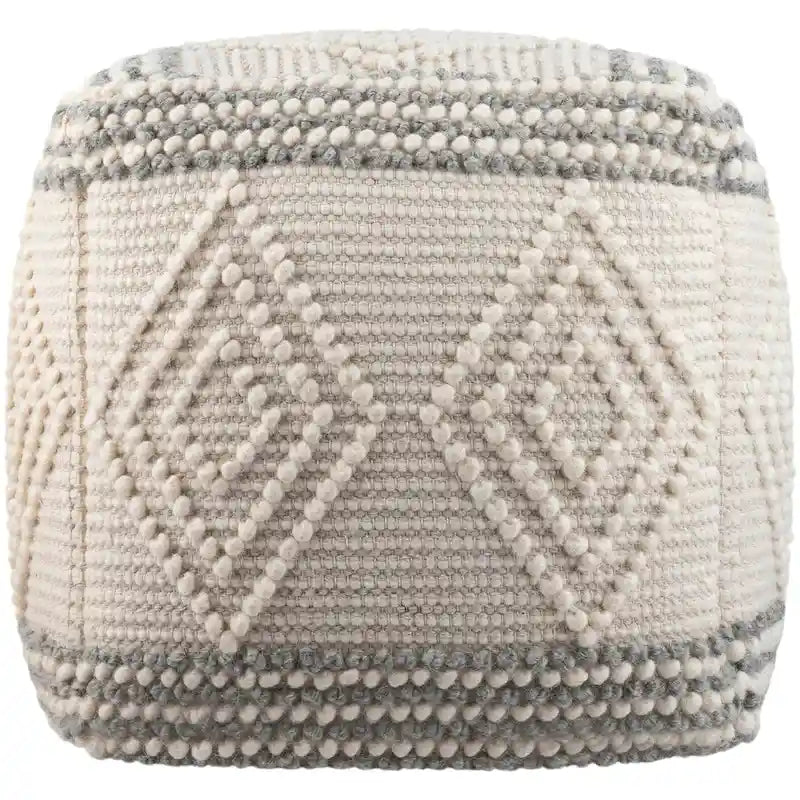 Pouf cube bohème tissé à la main anthracite/blanc – 1 personne
