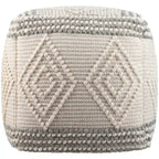 Pouf cube bohème tissé à la main anthracite/blanc – 1 personne