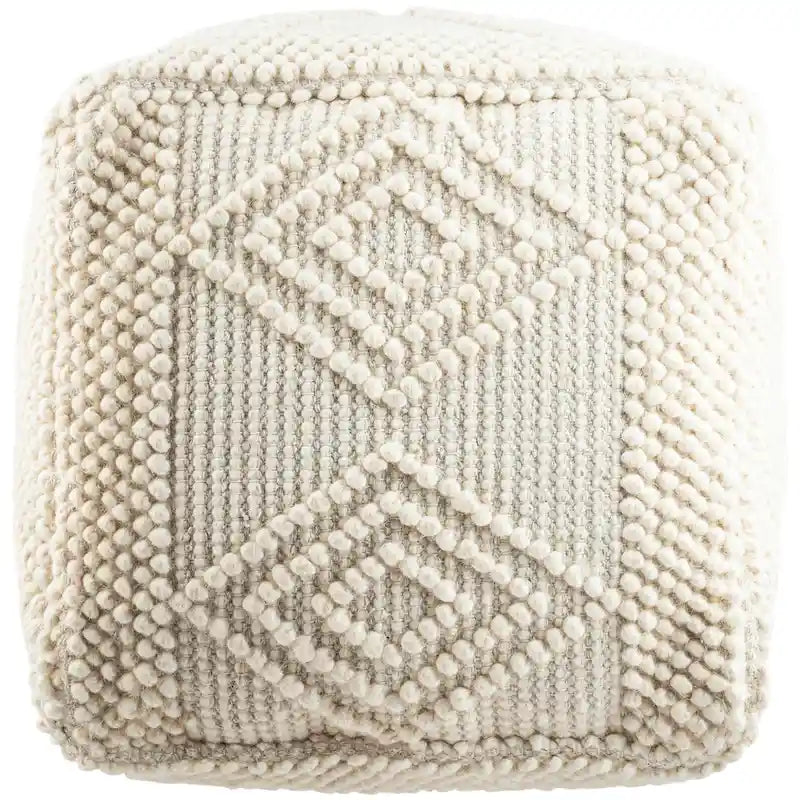 Pouf cube bohème tissé à la main anthracite/blanc – 1 personne