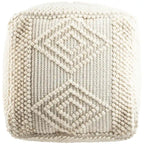 Pouf cube bohème tissé à la main anthracite/blanc – 1 personne