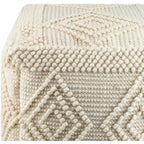 Pouf cube bohème tissé à la main anthracite/blanc – 1 personne