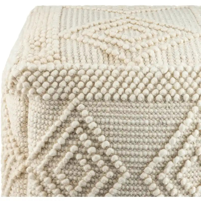 Pouf cube bohème tissé à la main anthracite/blanc – 1 personne