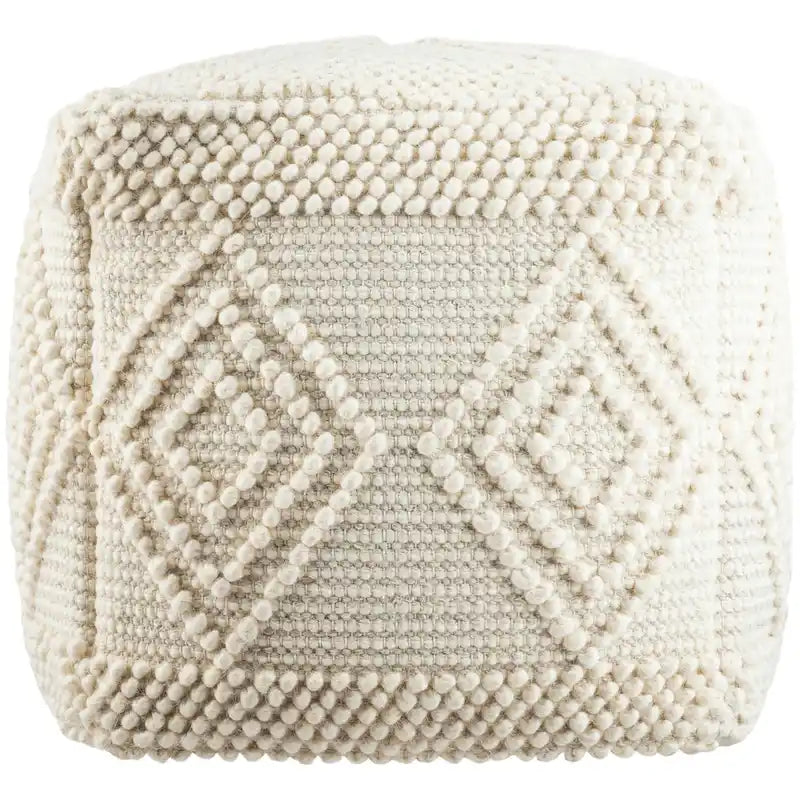 Pouf cube bohème tissé à la main anthracite/blanc – 1 personne
