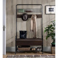 Portemanteau industriel marron avec banc de rangement – 5 patères, 1 personne