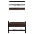 Portemanteau industriel marron avec banc de rangement – 5 patères, 1 personne