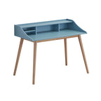 Bureau d'écriture en bois bleu de style Mid-Century Modern avec huche – 1 personne