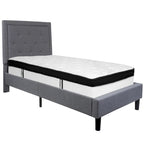 Cadre de lit plateforme capitonné – Gris foncé / Beige / Gris clair / Noir, Simple/Double/Queen/King, 1-2 personnes