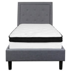 Cadre de lit plateforme capitonné – Gris foncé / Beige / Gris clair / Noir, Simple/Double/Queen/King, 1-2 personnes