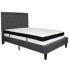 Cadre de lit plateforme capitonné – Gris foncé / Beige / Gris clair / Noir, Simple/Double/Queen/King, 1-2 personnes