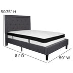 Cadre de lit plateforme capitonné – Gris foncé / Beige / Gris clair / Noir, Simple/Double/Queen/King, 1-2 personnes