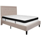 Cadre de lit plateforme capitonné – Gris foncé / Beige / Gris clair / Noir, Simple/Double/Queen/King, 1-2 personnes