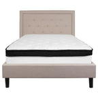 Cadre de lit plateforme capitonné – Gris foncé / Beige / Gris clair / Noir, Simple/Double/Queen/King, 1-2 personnes